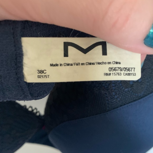 Navy Blue Maidenform Bra with Lace Accents - Picture 2 of 2